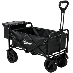 Outsunny Carro Plegable con Bolsa Térmica Desmontable Longitud y Ángulo del Mango Ajustables y Bolsa de Transporte Negro