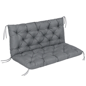 Outsunny Garden Bench Cushion - 2 Seater Swing Chair Cushion, Seat Pad with Ties for Indoor and Outdoor Use, 110 x 120 cm, Dark Grey