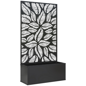 Outsunny Outdoor Metal Planter, with Back Trellis - Black