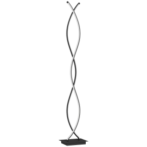 HOMCOM Dimbare led vloerlamp met voetschakelaar, dubbele spiraalvorm, voor woonkamer en slaapkamer, zwart