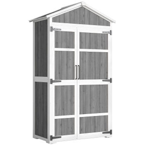Outsunny Armoire de Jardin Abri de Jardin Étanche avec Toit en Métal Double Porte pour Outils de Jardinage 105x55x179cm Gris