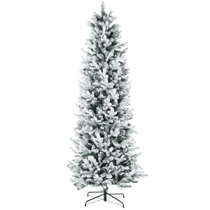 HOMCOM Albero di Natale Innevato 225cm con 988 Rami e Base in Acciaio per Interni con Apertura Automatica