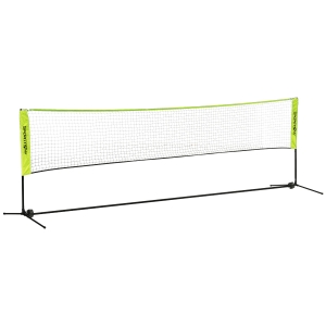 SPORTNOW Filet de badminton, filet portable, hauteur ajustable 107-155 cm, avec sac de transport, cadre métallique, noir, jaune