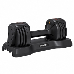 SPORTNOW Haltere Ajustável 11 kg 5 em 1 com Sistema de Ajuste Rápido, Bloqueio de Segurança, Pega Antiderrapante e Base