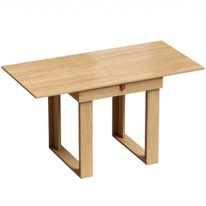 HOMCOM Folding Dining Table Under-Table Storage Extendable Kitchen Table Steel Rail Oak Effect