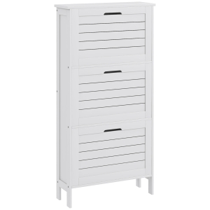 HOMCOM Narrow Shoe Cabinet with 3 Flip Drawers - White