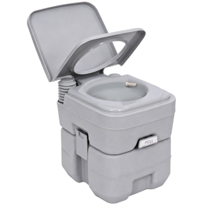 Outsunny Portable Camping Toilet, 20L Flushable Porta Potty Portaloo with 2 Detachable Tanks, Flush and Double Seal Valve for Outdoor Camping Hiking Travel Caravan