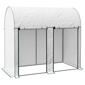 Outsunny Estufa Pequena Estufa de Exterior com Porta Dupla com Fecho de Correr e Cobertura de PE para Cultivar Plantas Flores 200x100x178 cm Branco