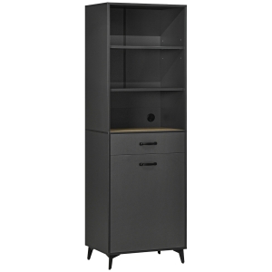 HOMCOM Buffet haut design industriel gris aspect chêne clair