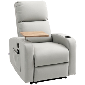 HOMCOM Sillón de Masaje con 4 Modos Vibración Reclinación 145° Mando a Distancia 77x93x105 cm Gris Claro