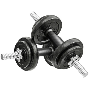 SPORTNOW Conjunto de Halteres Ajustáveis 2 em 1 20 kg Conjunto de Pesos com Barras Retas de Ligação e Pegas Antiderrapantes Preto