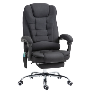 Vinsetto Bürostuhl mit Massagefunktion, Ergonomischer Schreibtischstuhl mit Liege- & Wärmefunktion, höhenverstellbar, Schwarz
