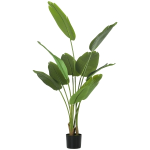 HOMCOM Planta Artificial Decorativa 160 cm Planta Artificial Ave del Paraíso con Maceta y Hojas para Interior Verde
