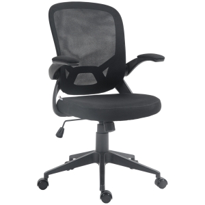 HOMCOM Scaun de birou ergonomic cu înălțime reglabilă, brațe rabatabile și material textil tip plasă, negru