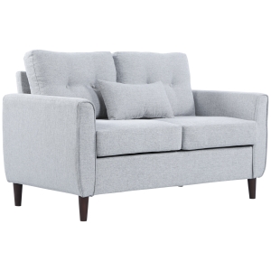 HOMCOM Sofá de 2 Plazas con Cojines y Asiento Acolchado Funda de Almohada Lavable 140x78x83 cm Gris Claro