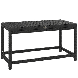 Outsunny Outdoor Coffee Table Side Table with Rectangular Shape Frame for Patio, Balcony, Black