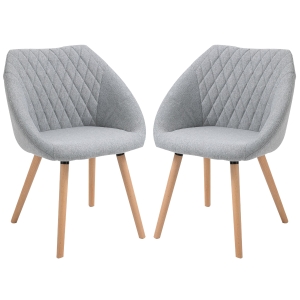 HOMCOM Lot de 2 Chaises de Salle à Manger Design scandinave - Pieds effilés Bois hêtre - Assise Dossier accoudoirs
