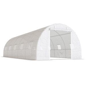 Outsunny Serra a Tunnel 8x3x2 m con Rivestimento in Plastica e Acciaio Rinforzato, Bianco