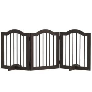 PawHut Barrera de Seguridad Plegable para Perros Pequeños Rejilla de Protección de 3 Paneles con Patas 154,5x29,5x61 cm Café