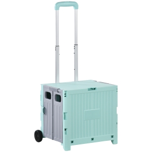 HOMCOM Carrito para Supermercado con 2 Ruedas Longitud de Mango Ajustable Capacidad 32 Litros 41,5x32,5x85 cm Verde