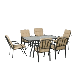 Outsunny Seven-Piece Garden Dining Set with Cushions - Beige