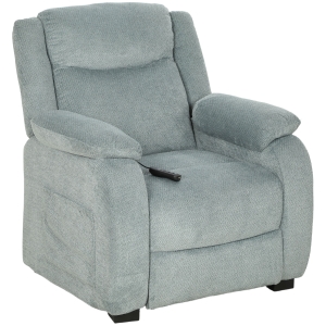 HOMCOM Sillón Relax Reclinable Eléctrico de Lino con Asiento con Muelles Reposapiés Mando USB y 2 Bolsillos Laterales Verde