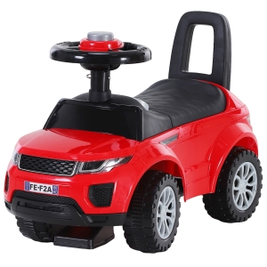 HOMCOM 3-in-1 Ride On Car Foot To Floor Slider Toddler w/ Horn Steering Wheel NO POWER Manual Under Seat Storage Secure Design for 1-3 Year Old Red