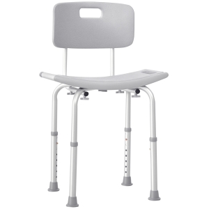 HOMCOM Sedia da Doccia per Bagno in Alluminio e Plastica Altezza Regolabile 8 Livelli 71-88cm Piedini Antiscivolo