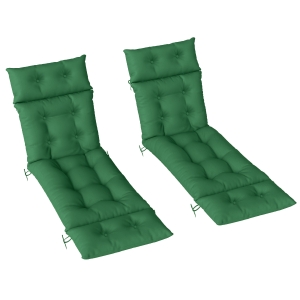 Outsunny Set of Two 190 x 56cm Sun Lounger Cushions - Green