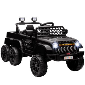 AIYAPLAY Voiture électrique enfant buggy électrique enfant 2 moteurs 12 V 3 vitesses remorque arrière 122L x 62,5l x 65H cm noir
