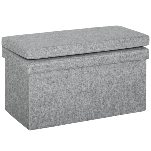HOMCOM Panca Contenitore Pieghevole con Schienale e Vano da 77L, Rivestimento in Tessuto, 76x50x73 cm, Grigio