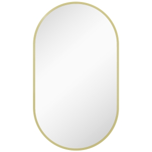 HOMCOM Espejo de Baño Ovalado 40x70 cm Espejo Decorativo de Pared con Marco de Aluminio para Salón Horizontal o Vertical Dorado