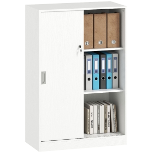 HOMCOM Armario de Oficina Práctico con 2 Puertas Correderas Llaves y 3 Estantes para Despacho Estudio 80x40x120 cm Blanco