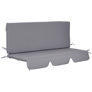 Outsunny Cuscini da Esterno per Dondolo da Giardino 3 Posti con Lacci, 2 Pezzi da 130x45x5 cm, Grigio