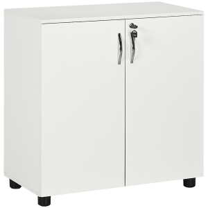 Vinsetto Armadietto per Documenti con Serratura, Armadio da Ufficio con 2 Ante e 2 Ripiani, Mobiletto Multiuso Portaoggetti con Maniglia in Lega di Alluminio, per Casa Ufficio, 80x40x80 cm, Bianco