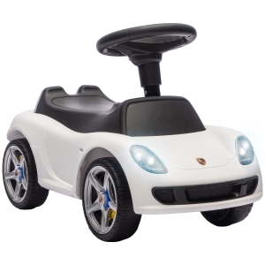 AIYAPLAY Porsche loopauto voor kinderen met claxon, verlichting en motorgeluid, voor 18–36 maanden, wit