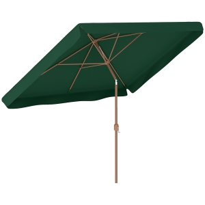 Outsunny Sombrilla de Terraza Exterior 300x200x245 cm con Ángulo Ajustable Mástil de Aluminio Manivela y Protección UV 50+ Verde