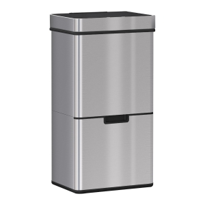 HOMCOM Papelera de Cocina 72L con Sensor Detector de Movimiento Apertura Automático y 3 Compartimentos 42x30x81 cm Gris