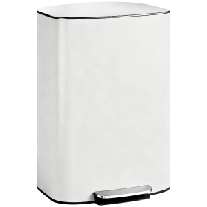 HOMCOM Keukenprullenbak 50L met Blijft-Open Functie, Soft-Close Deksel, Pedaal, Crèmewit