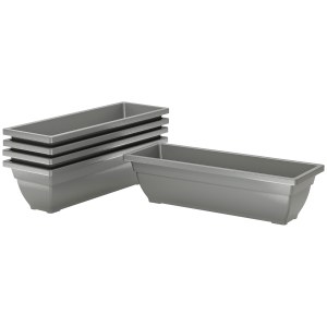 Outsunny 5-delige Set Bloempotten, Plantenbakken van Kunststof voor Terras, Tuin, Balkon, 59 x 21 x 16 cm, Grijs