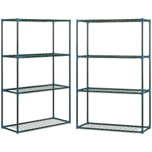 Outsunny plantenrek, set van 2, elk met 4 planken, gecombineerd of afzonderlijk te gebruiken, staal, groen, 70 x 27 x 110 cm