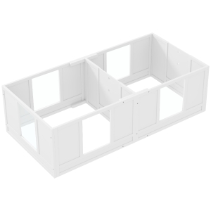 PawHut werpkist voor pups, puppybox met 2 kamers, hondenren met deur voor kleine honden, 164x80x48 cm, wit