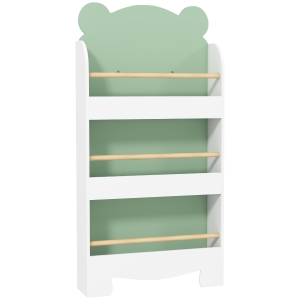 AIYAPLAY Kinderboekenrek, 3-laags boekenrek met beer thema voor speelgoed en boeken, kinderkamer, 55 x 15 x 110 cm, groen