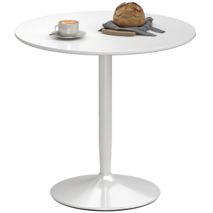 HOMCOM Mesa de Comedor Redonda Mesa de Cocina para 2 Personas con Base de Acero y Almohadilla Antideslizante Ø80x75 cm Blanco