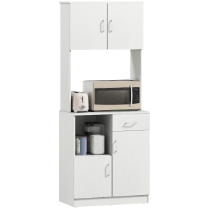 HOMCOM Armario de Cocina con 1 Cajón Estante Ajustable y Estante Abierto Estilo Moderno Antivuelco 71x41x178 cm Blanco