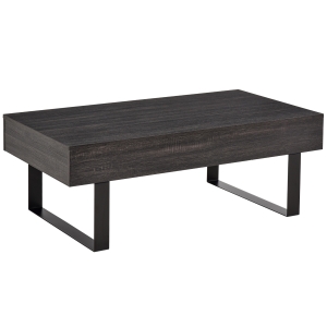 HOMCOM salontafel bijzettafel banktafel TV tafel salontafel woonkamertafel met lade planken stevig stalen frame eenvoudige structuur modern hout spaanplaat metaal donkergrijs 110 x 60 x 40 cm