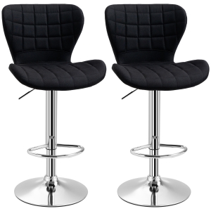 HOMCOM Lot de 2 Tabourets de Bar Design Contemporain Hauteur d'assise réglable 59-81 cm pivotant 360° Lin Noir