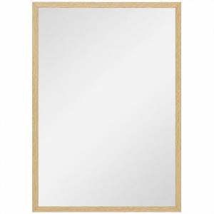 HOMCOM Espejo de Baño 50x70 cm Espejo de Pared Decorativo para Salón Entrada Pasillo Horizontal o Vertical Natural