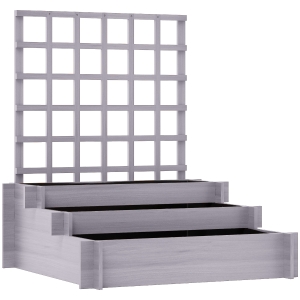 Outsunny 3 Tier Garden Planters with Trellis for Vine Climbing, Wooden Raised Beds, 95x95x110cm, Grey