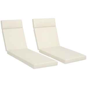 Outsunny Set of 2 Sun Lounger Cushions, Replacement Cushions for Rattan Furniture with Ties, 196 x 55 cm, Cushion ONLY, Cream White